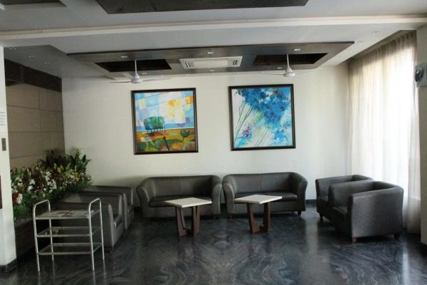 Hotel lobby seating area