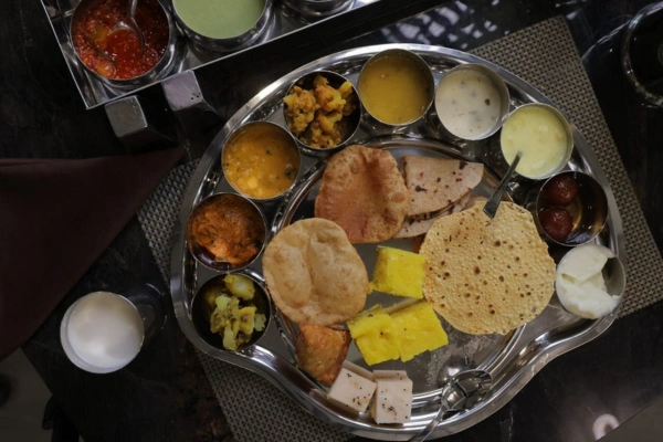 Indian thali at hotel seven sky bhuj